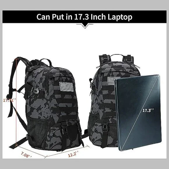 Tactical Backpack for Men Hiking Day Pack Molle Military Rucksack Grey